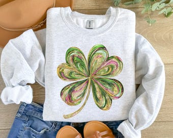Retro Shamrock Sweatshirt, Womens Shenanigans Sweatshirt, Cute St Patricks Day Sweatshirt, Lucky Sweatshirt, Irish Shirt, Four Leaf Clover