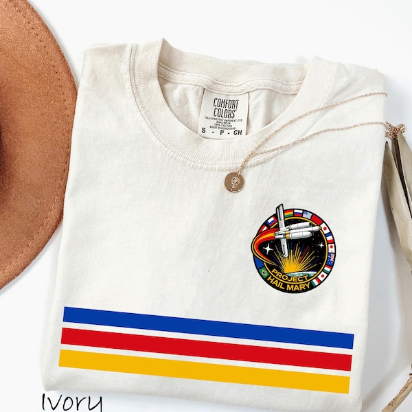 Comfort Colors® Vintage Ryan Gosling Rainbow Shirt, Project Hail Mary Graphic Tee, Ryland Grace Retro Shirt, Sci-Fi Fan Gift, Book Lover Tee