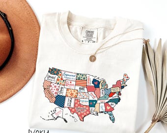 Comfort Colors® America Map Shirt, Retro USA Shirt, Bible Verse USA Map Shirt, Floral America Shirt, Independence Shirt, 4th of July Shirt