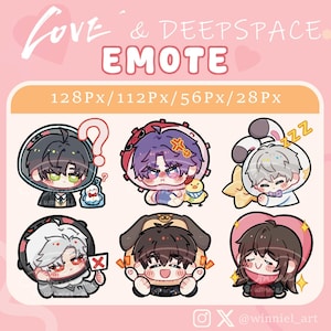 Love and DeepSpace Emotes | Caleb | Miss Hunter | Sylus | Xavier | Zayne | Rafayel |Twitch Emotes | Discord Emotes | Youtube Emotes | Emotes