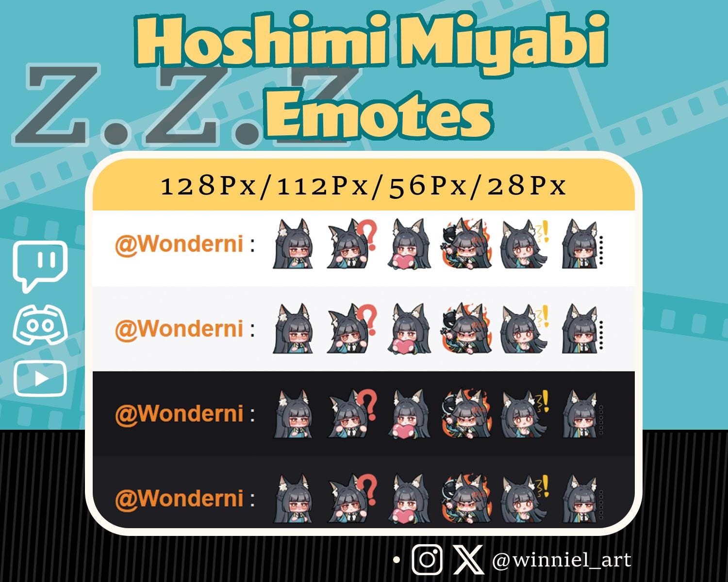 Zenless Zone Zero Miyabi Emotes: Twitch/discord/youtube Stream