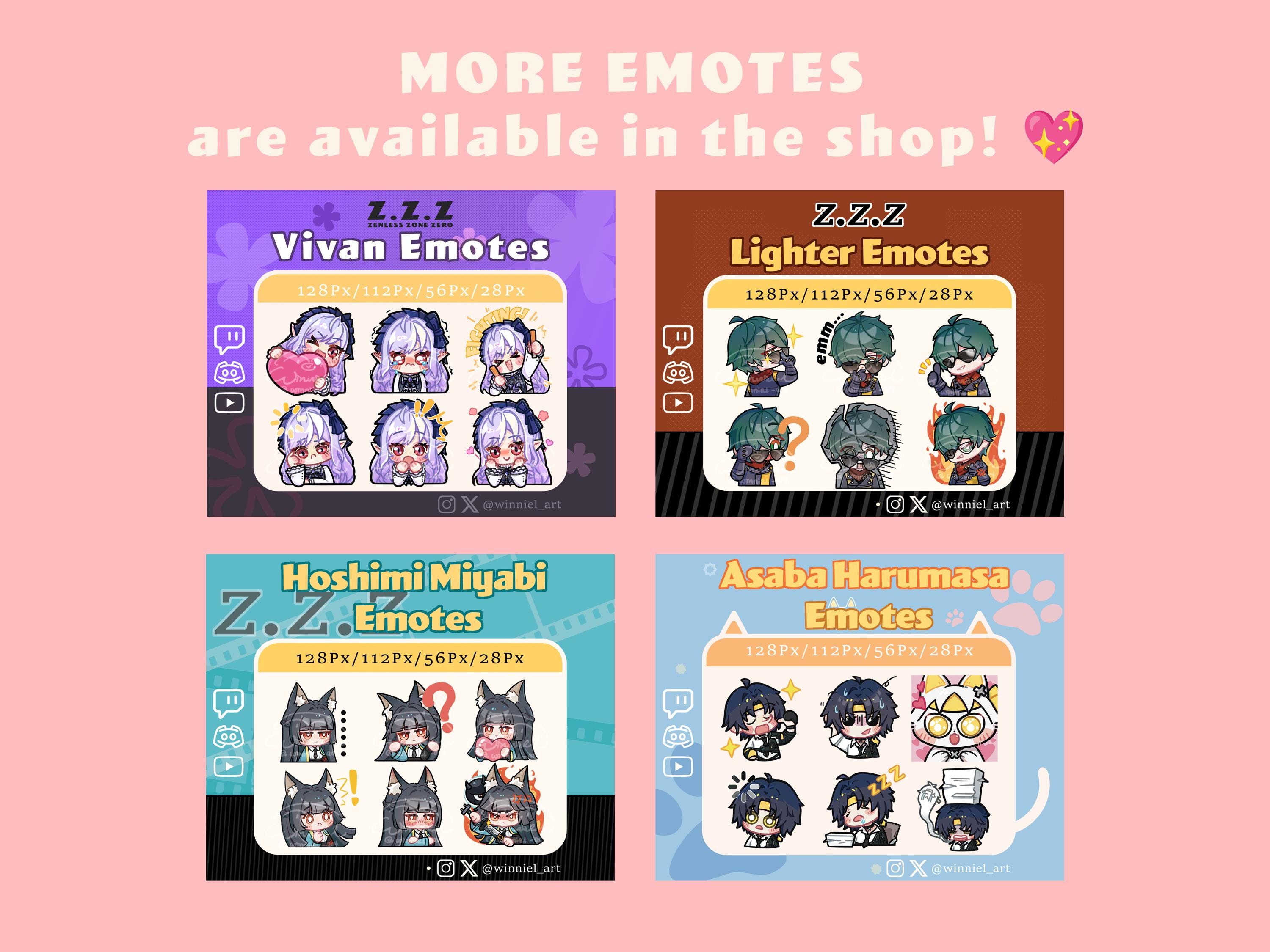 Zenless Zone Zero Miyabi Emotes: Twitch/discord/youtube Stream