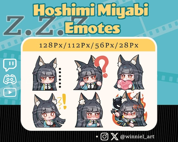 Zenless Zone Zero Miyabi Emotes: Twitch/discord/youtube Stream
