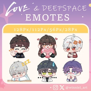 Love and DeepSpace Emotes | Twitch Emotes | Discord Emotes | Youtube Emotes | Caleb | Miss Hunter | Sylus | Xavier | Zayne | Rafayel