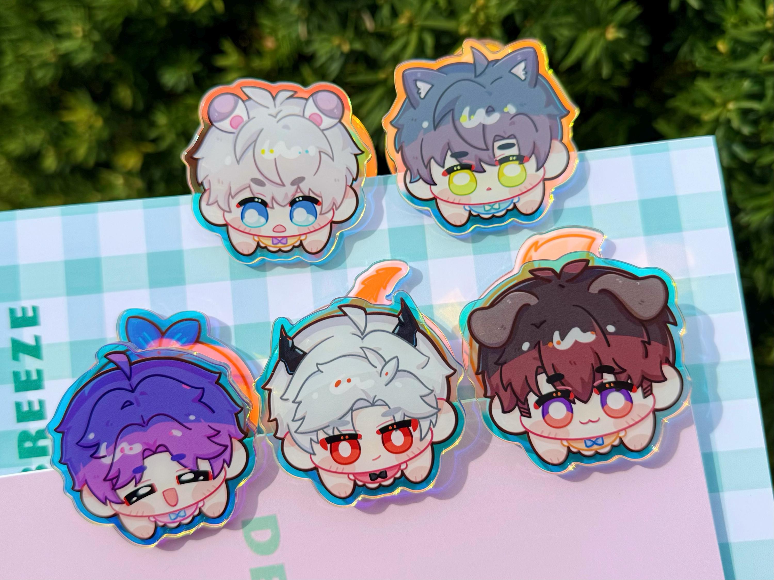 LOVE and DEEPSPACE /Acrylic Double-sided Binder Clip /Notebook Document Book Clip / Accessories Clip/ Rafayel /Xavier /Sylus /Zayne /Caleb