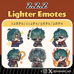 Briquet Zenless Zone Zero / 6 emotes pour Twitch, Discord, diffusion Youtube / Pack d&#39;émoticônes / emote Zenless Zone Zero pour streamer / Discord/Twitch