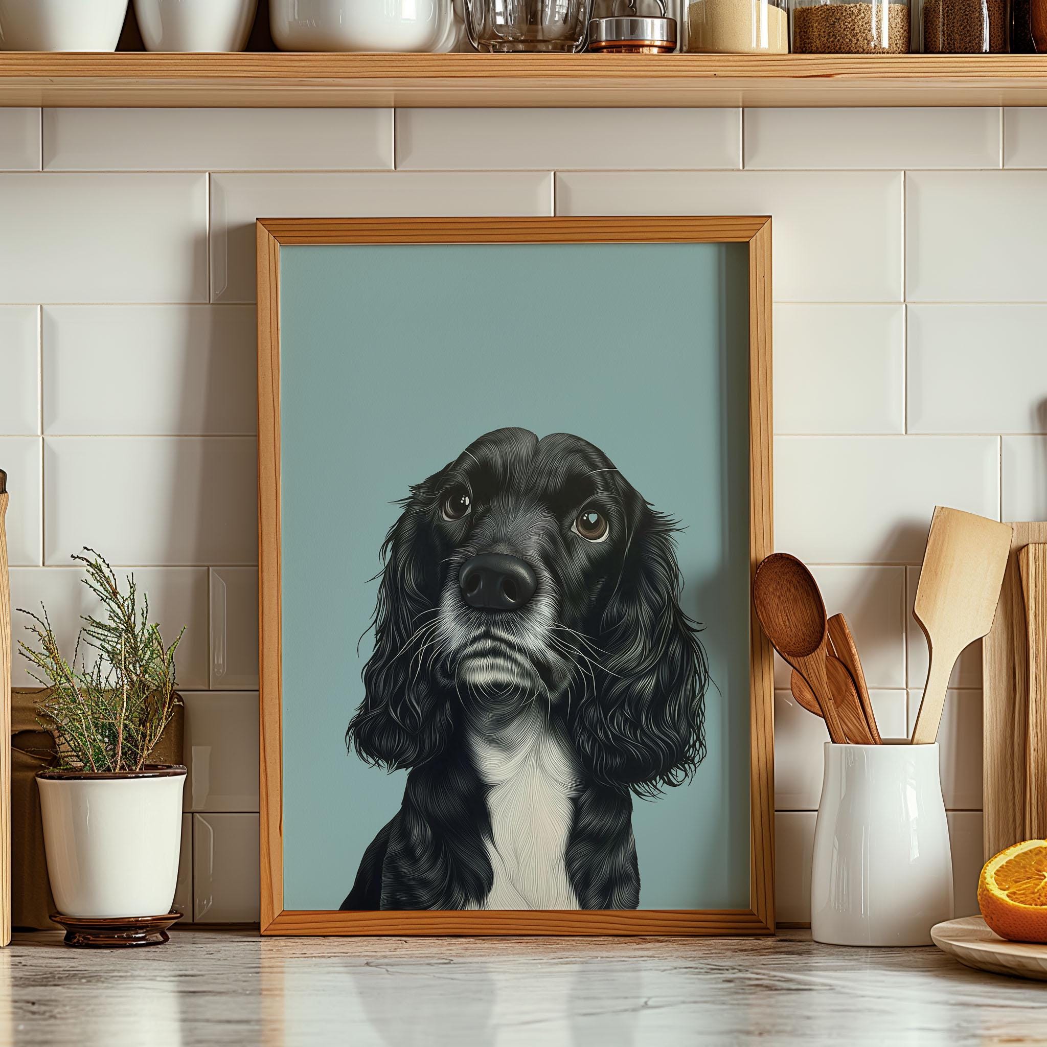 Black and White Cocker Spaniel Art Print: Dog Lover Gift (digital Art ...