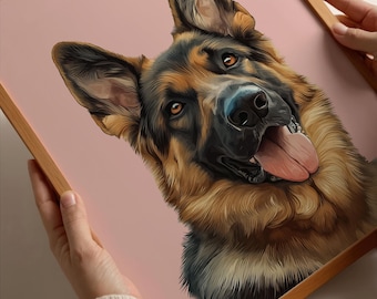 Stampa artistica personalizzata del pastore tedesco: ritratto di cane personalizzato