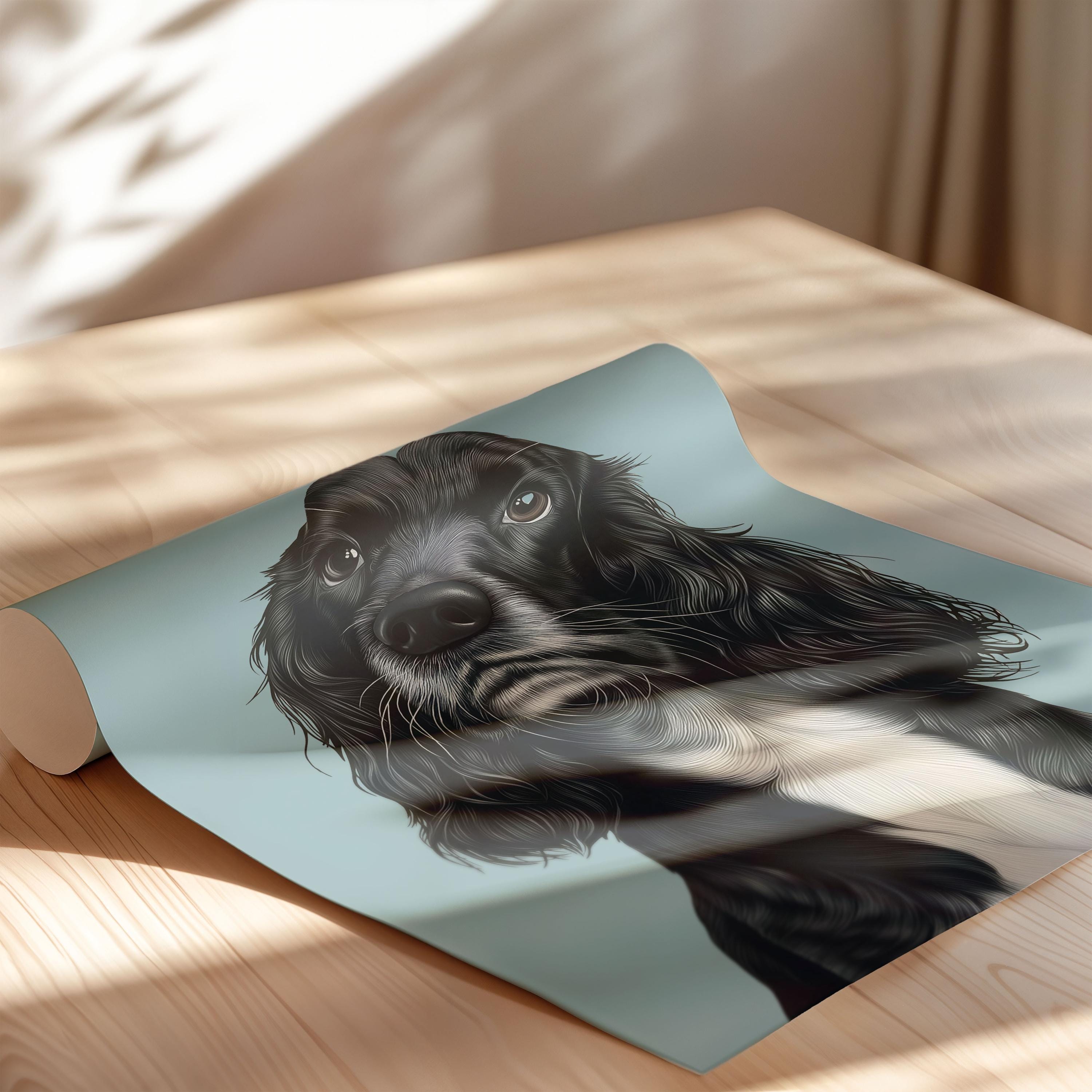 Black and White Cocker Spaniel Art Print: Dog Lover Gift (digital Art ...