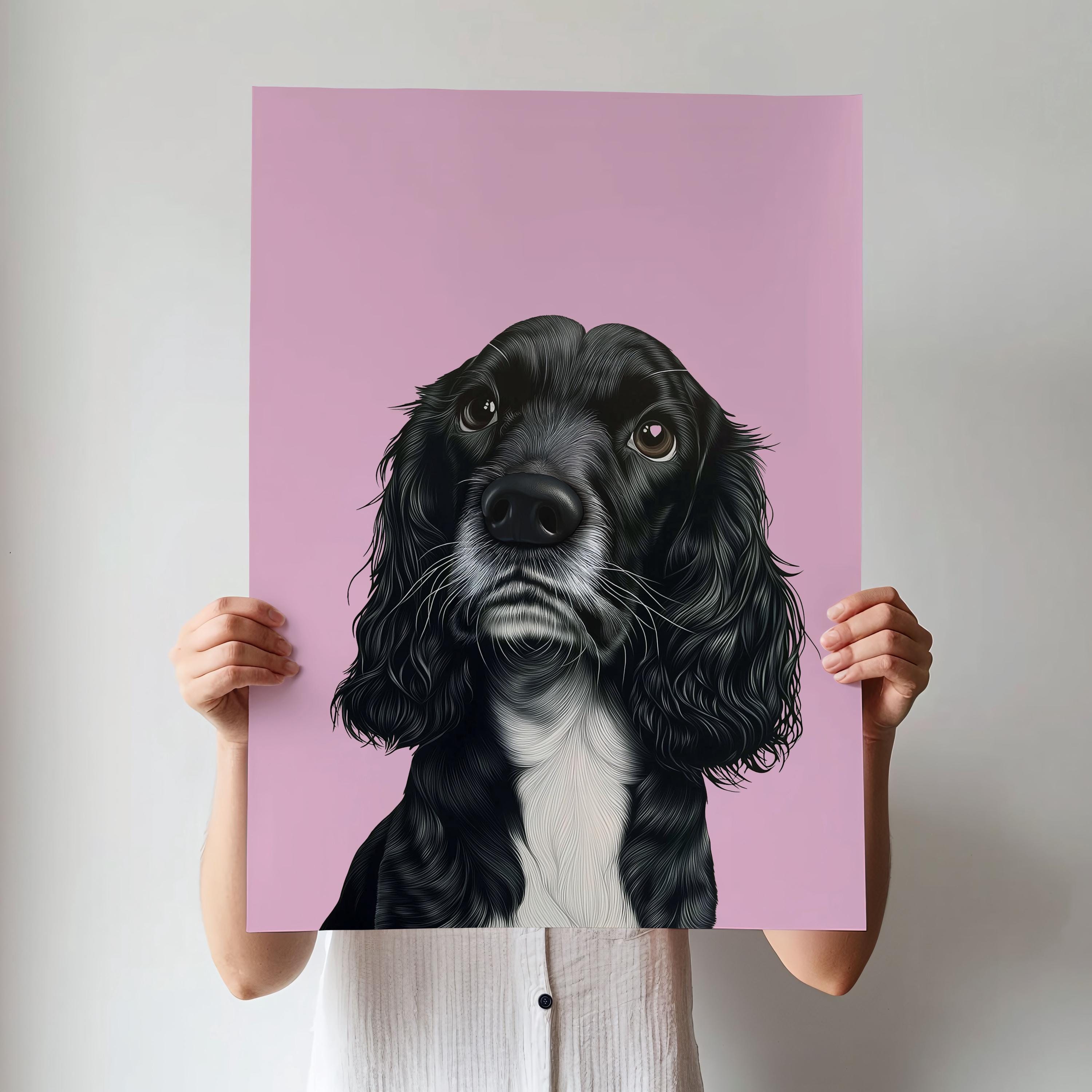Black and White Cocker Spaniel Art Print: Dog Lover Gift (digital Art ...