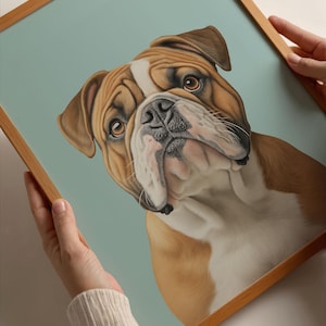 Digitale Kunst Bulldogge Kunstdruck, Hundewandkunst, Einzigartiges Geschenk für Bulldoggen-Liebhaber, Wandkunst, tolles Geschenk, Hundeliebhaber