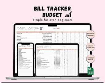 Rastreador de pago de facturas anual editable / Lista de verificación de organización de facturas imprimible / Registro de pago de facturas personalizable / Rastreador de gastos y planificador de presupuesto