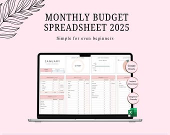 Hoja de cálculo de presupuesto mensual 2025 / Plantilla de Google Sheets / Planificador financiero / Seguimiento de ingresos, gastos y ahorros