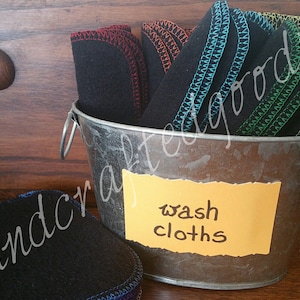 Organic Black Hemp Wash Cloth Cotton Fleece Washcloth Baby Face Family Wipes Bath Super Soft! Eco Friendly Makeup Cloths