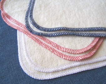 Set of 8x8 Hemp Washcloth Organic Cotton Fleece Happy 4th of July Red White Blue Cloths Baby Face Family Wipes Bath Super Soft! Eco Friendly