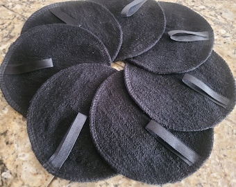 Large Organic Hemp Cotton Cleansing Pad *Limited Time Special* Makeup Remover Facial Care Exfoliating Terry Pads Rounds 5 inch Circle Black