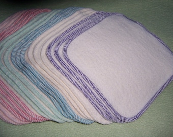 Organic Hemp Wash Cloth Cotton Fleece Washcloth Baby Face Family Wipes Bath Super Soft! Eco Friendly 6 x 6 size Cloths