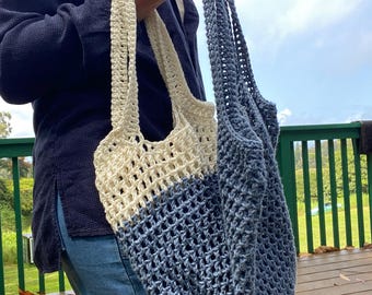 GEHAAKT PATROON Easy Mesh Market Bag 2 maten Boho gehaakte draagtas Zomer strandtas Gehaakte herbruikbare tas Patroon Digitale download pdf