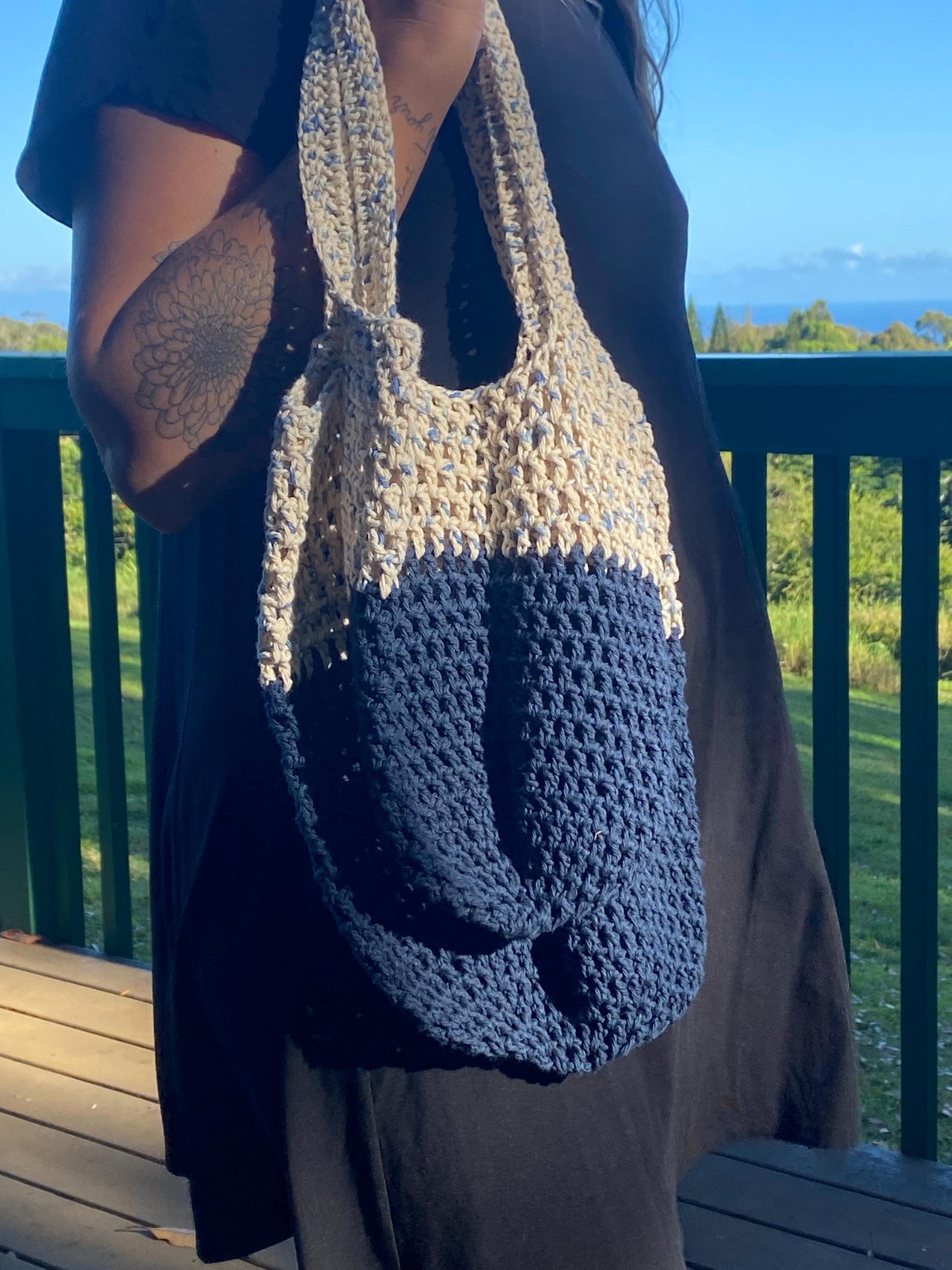 Crochet Market Bag Set of 2 Sizes Reusable Mesh Tote Bag Small & Large ...
