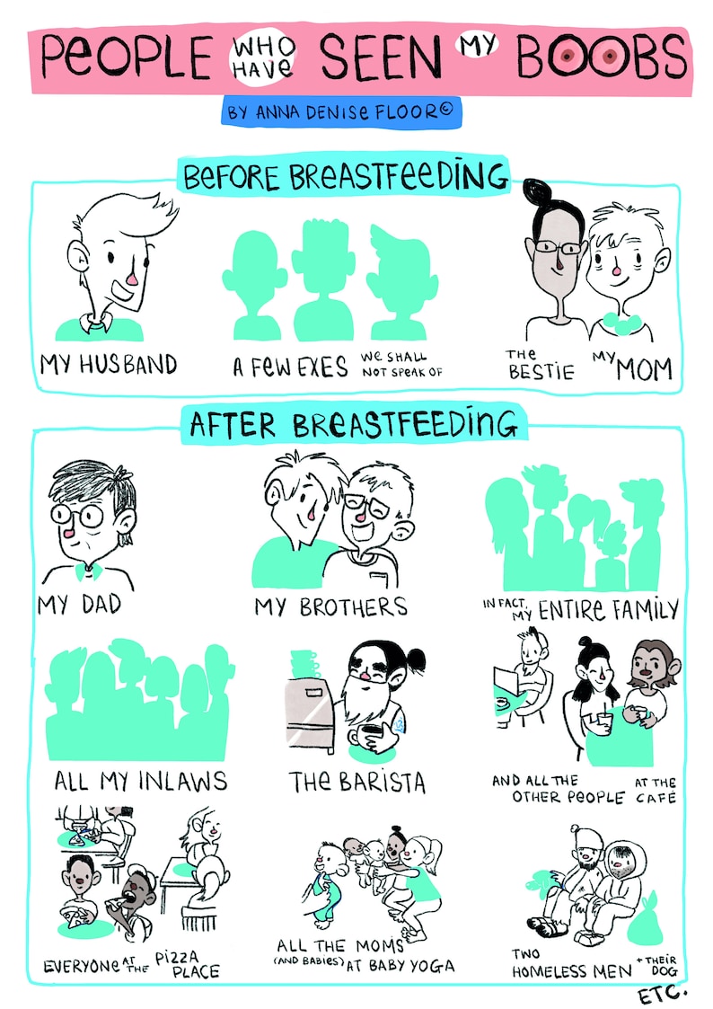 Breastfeeding Mother Cards Set of 3 Funny illustrated mothers day cards, babyshower, new baby gift, nursery decor, nursing mom image 10