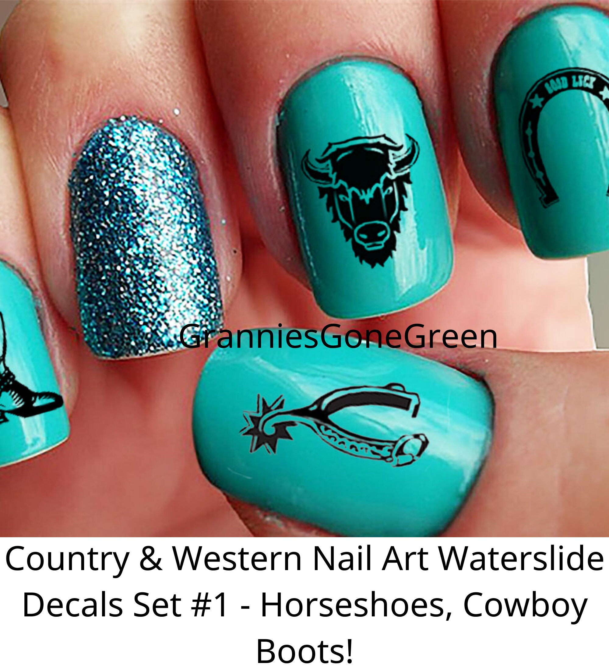 Country & Western Nail Art Waterslide Decals Set 1 - Etsy