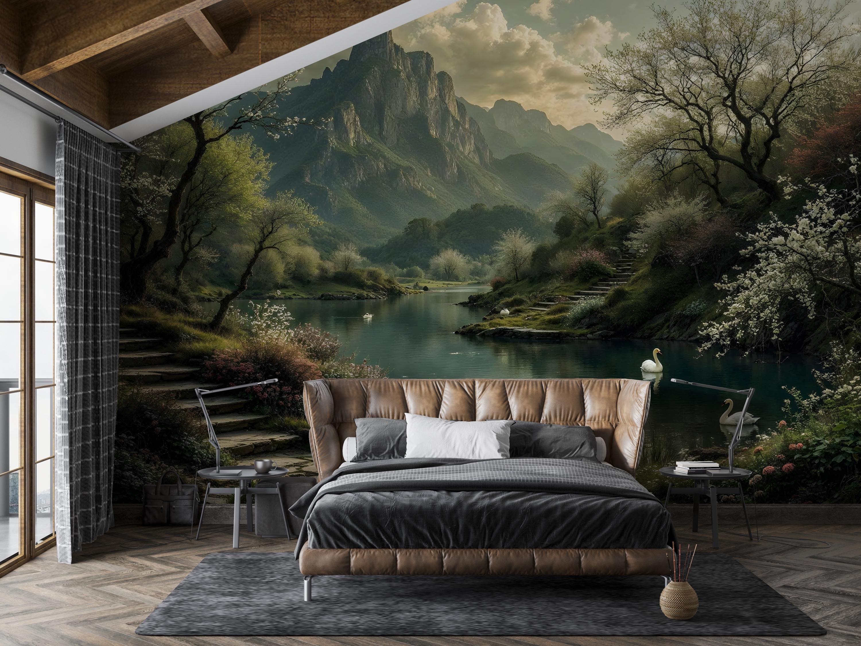 Vintage Landscape Wallpaper Peel and Stick,rural Scene Mural With Trees ...