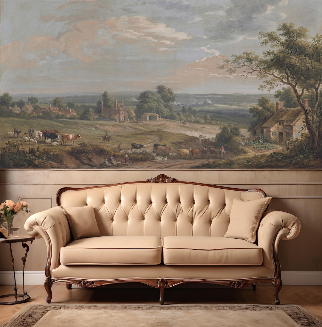 Pastoral Vintage Landscape Wallpaper Peel and Stick,rural Scene Mural ...