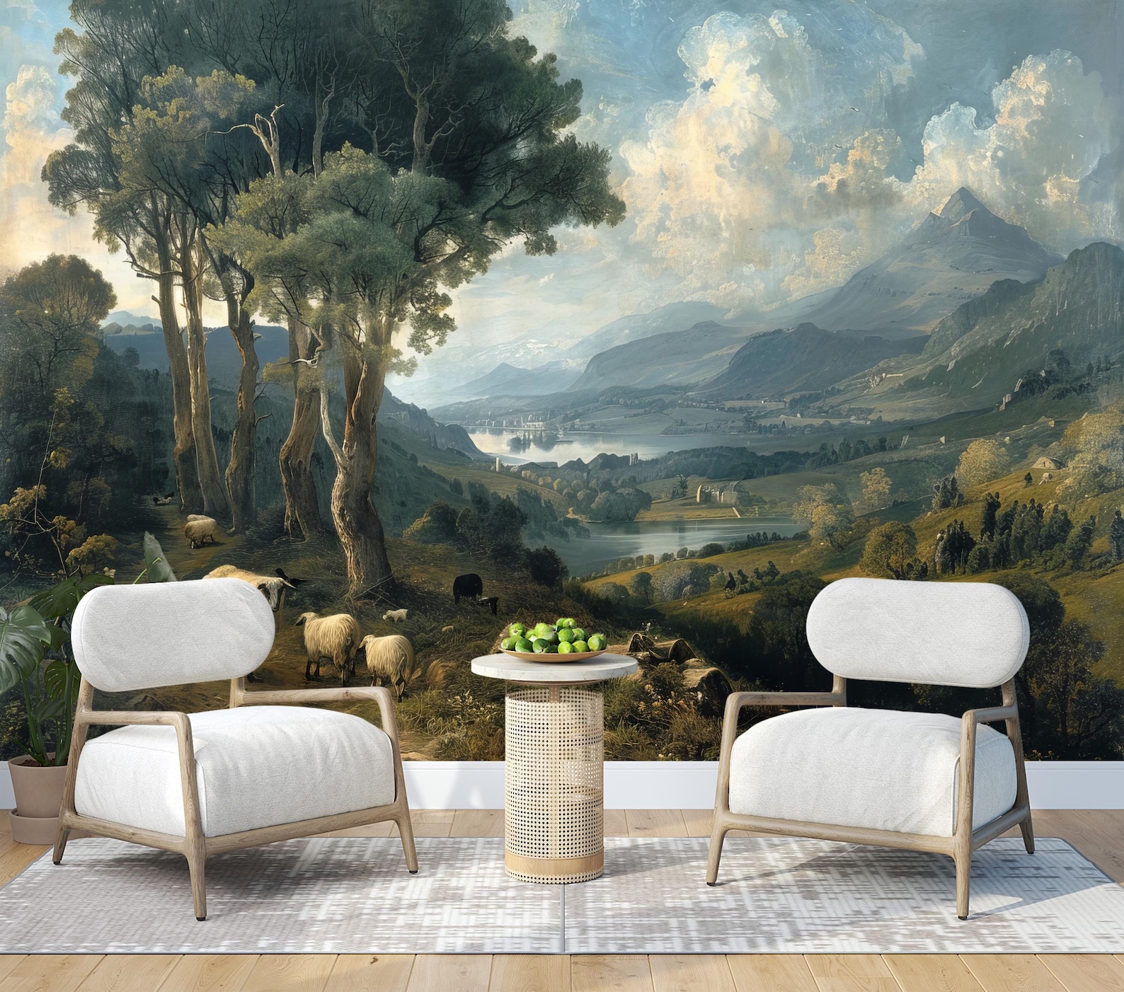 Pastoral Wallpaper Peel and Stick,rural Landscape Mural,vintage ...