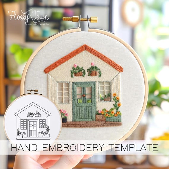 ガーデンシェッドの手刺繍テンプレート（ステッチガイドなし