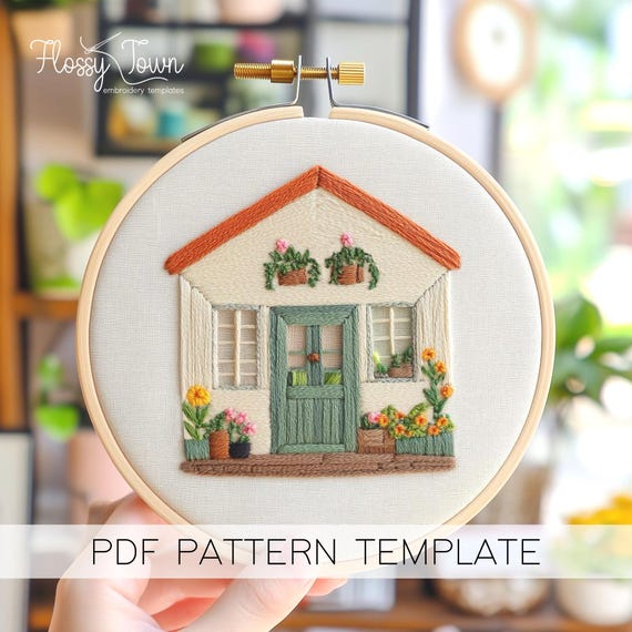 ガーデンシェッドの手刺繍テンプレート（ステッチガイドなし