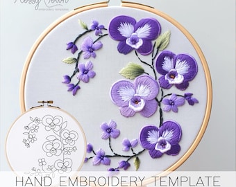 Flowers Hand Embroidery Template (NO STITCH GUIDE), Floral Embroidery ...