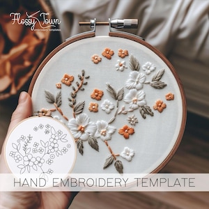 Flowers Hand Embroidery Template (NO STITCH GUIDE), Scattered Flowers Embroidery Pattern Template, Delicate Flower Embroidery Pattern Floral