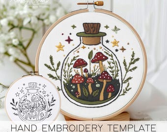 Mushroom Potion Embroidery Template: Witchy Apothecary Design (NO STITCH GUIDE) pdf download