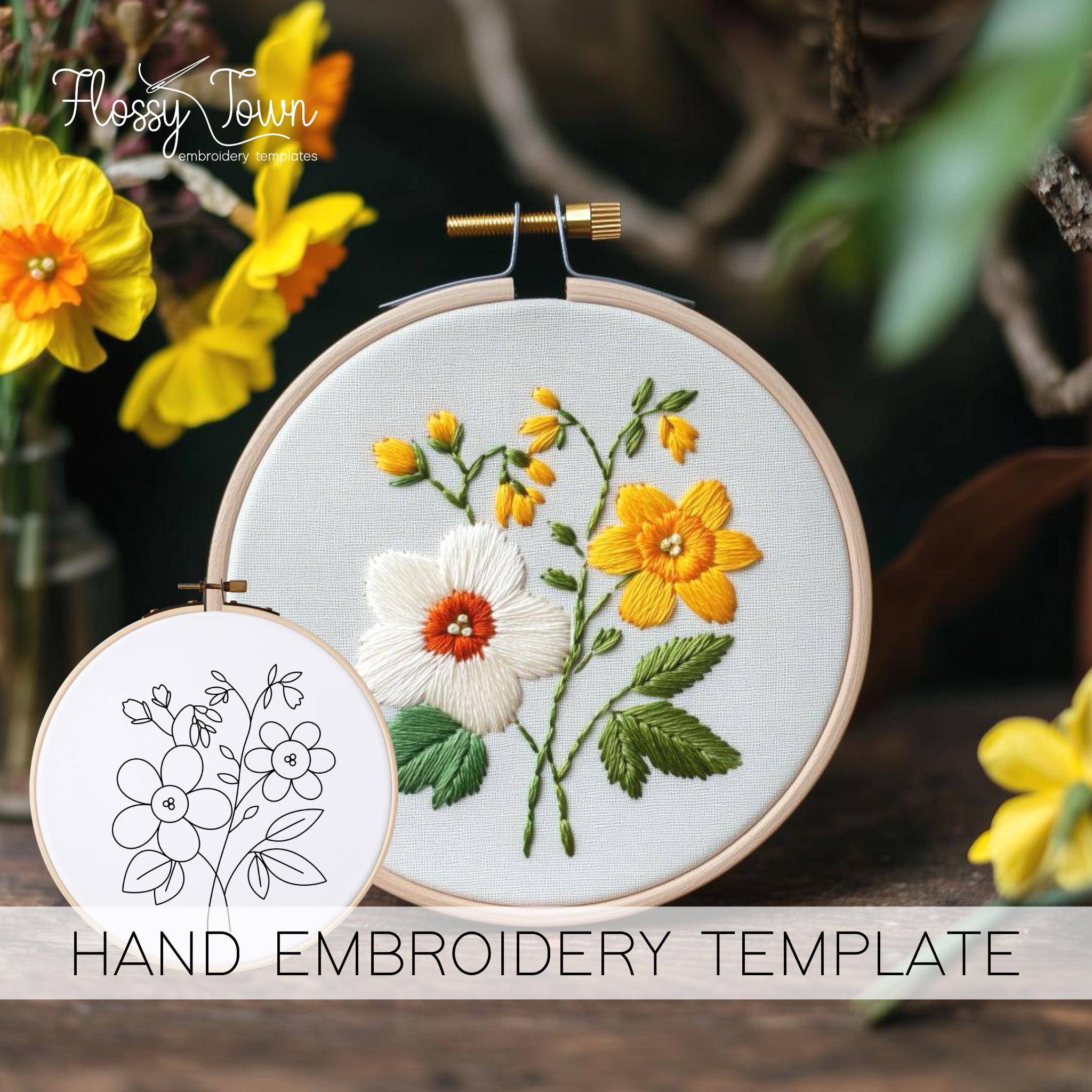 Flowers Hand Embroidery Pattern: Easy Stitch Template (NO STITCH GUIDE ...