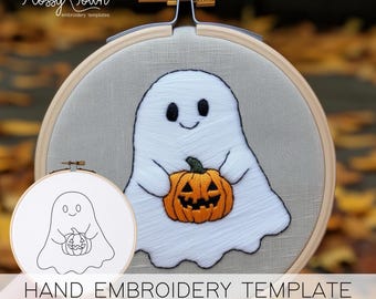 Simple Ghost Embroidery Template (NO STITCH GUIDE), Easy Halloween Embroidery Pattern, Spooky Embroidery Pattern Spooky Cute Ghost