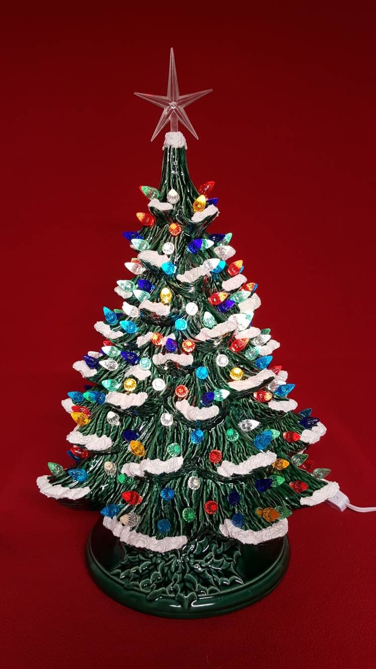 Ceramic Christmas Tree Approximately 18 Inches Tall, Complete With