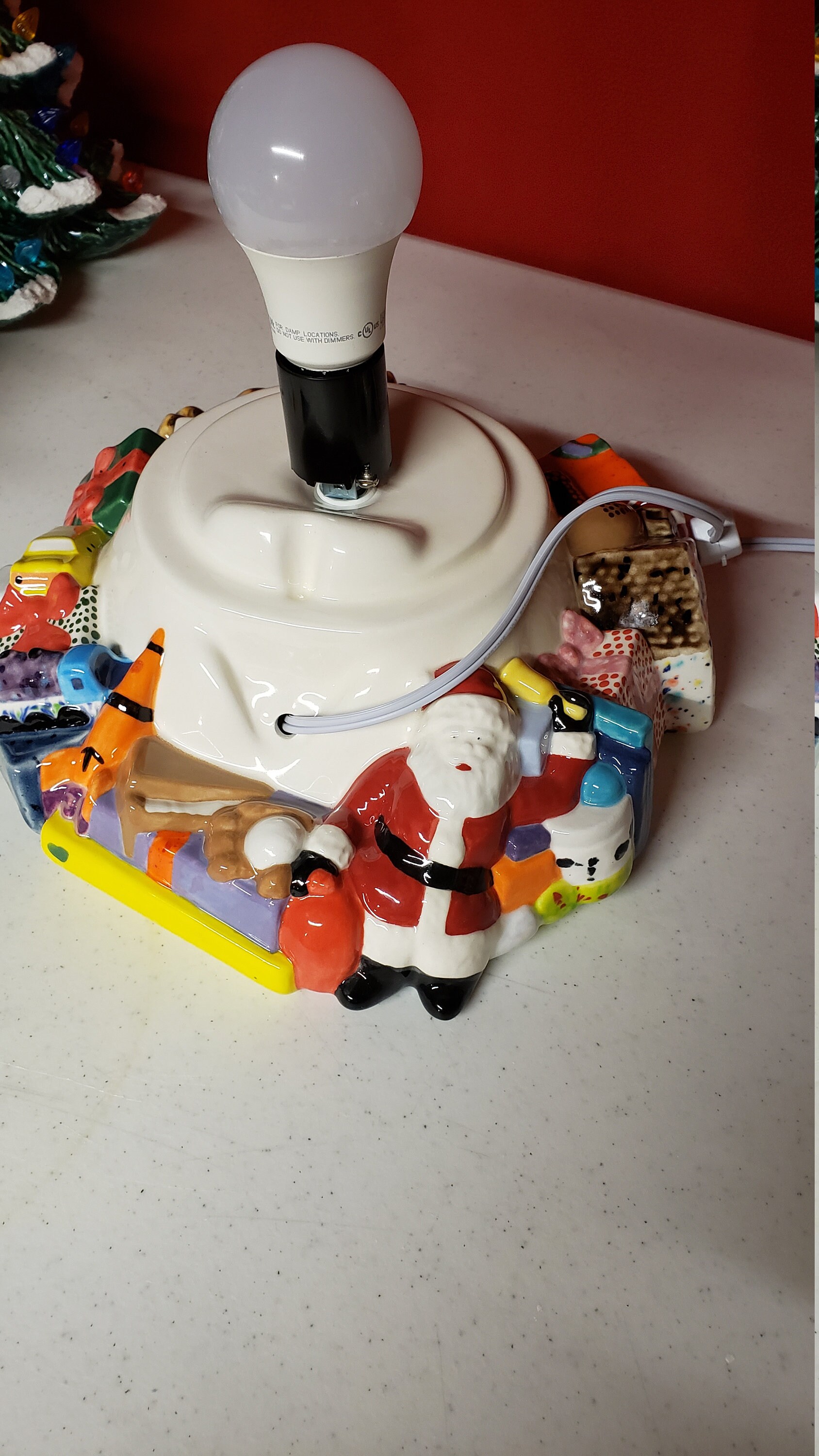 White Ceramic Christmas Tree With Toy Base - Etsy