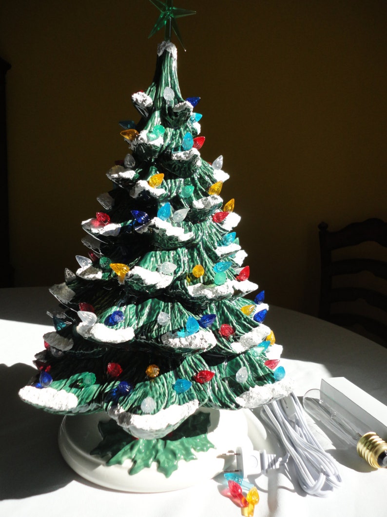 Ceramic Christmas Tree with Snow approx. 18 inches tall just Etsy