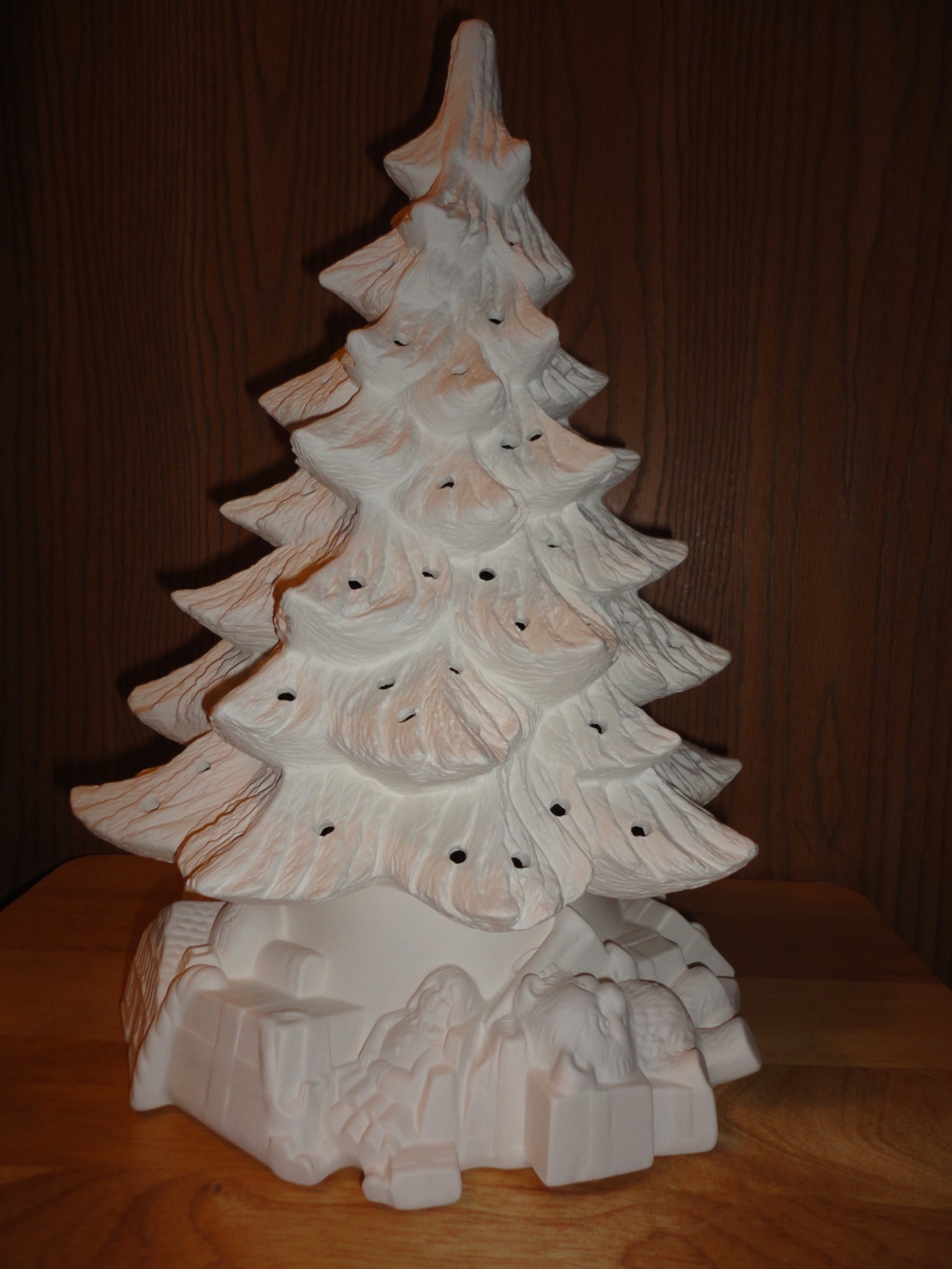 Bisque Ceramic Christmas Tree With Toy Baseready to Paint Etsy