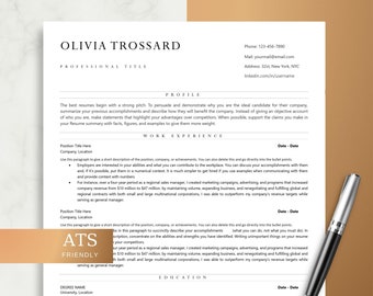 Szablon CV przyjazny dla ATS Word, Strony, Edytowalny ATS Resume, Szablon CV ATS Cv, Minimalistyczne CV, Podstawowe CV, Proste CV