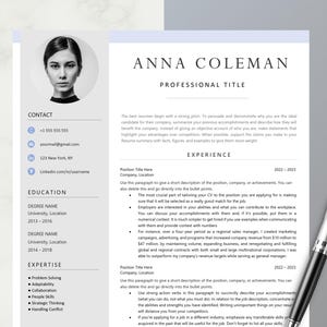 Plantilla de CV moderna editable para Microsoft Word y Pages, plantilla de CV profesional o descarga o guarda en formato PDF Plantilla de CV azul