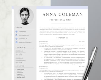 Editable Modern CV TEMPLATE For Microsoft Word and Pages, Professional Resume Template or Download Save to PDF Format Blue Resume Template