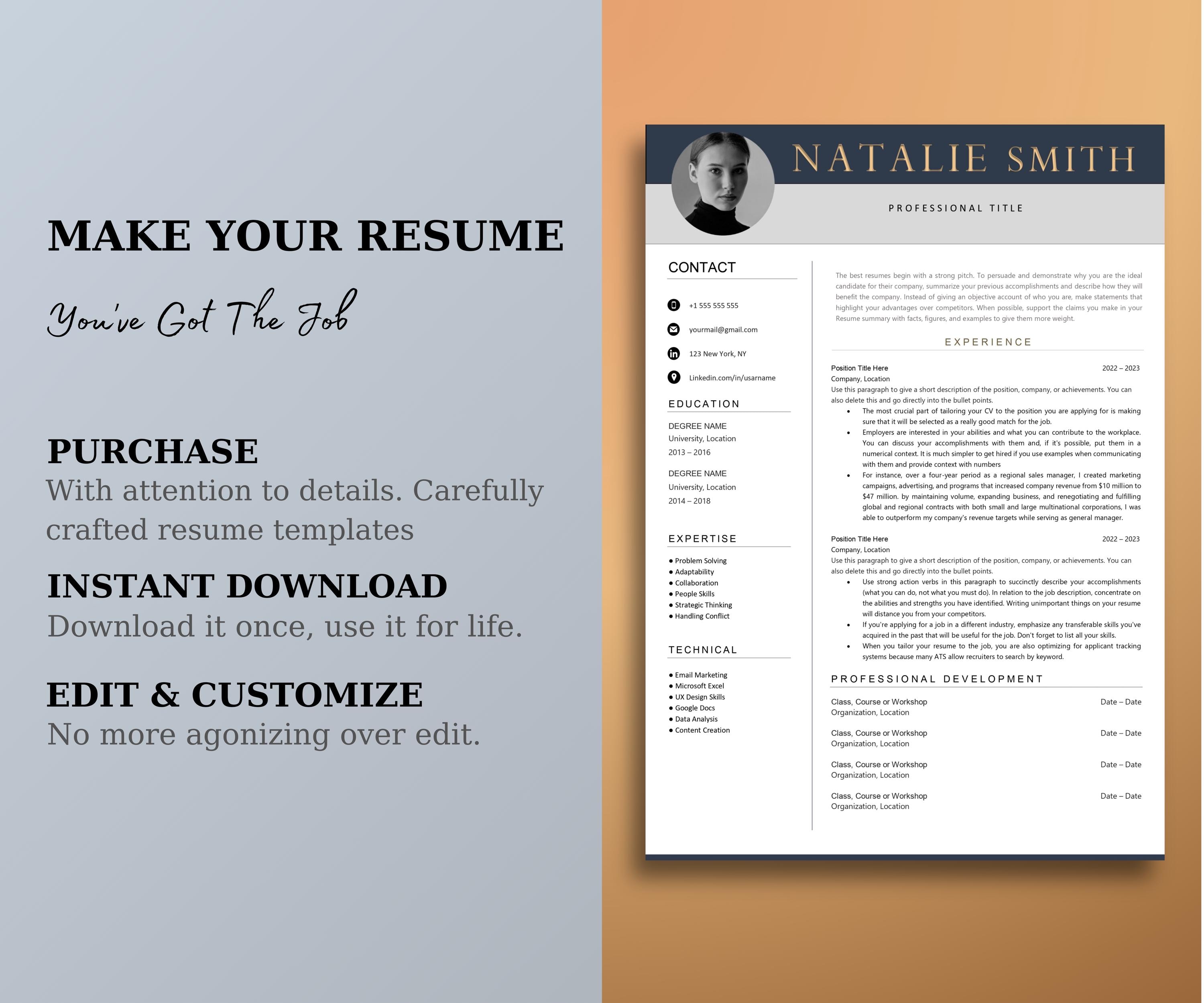 Best Professional Resume Template for Microsoft Word & Apple Pages 2024 ...
