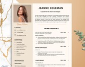 Resume Template, Modern Resume Template with Photo, Resume Template for Word and Pages, Cover Letter, Professional CV 1, 2, 3 Page Template