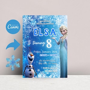 Frozen Birthday Invitation Template | EDITABLE Princess Elsa Invitation | Elsa Party Invite Girl Frozen | Elsa Frozen Girl Birthday Evite