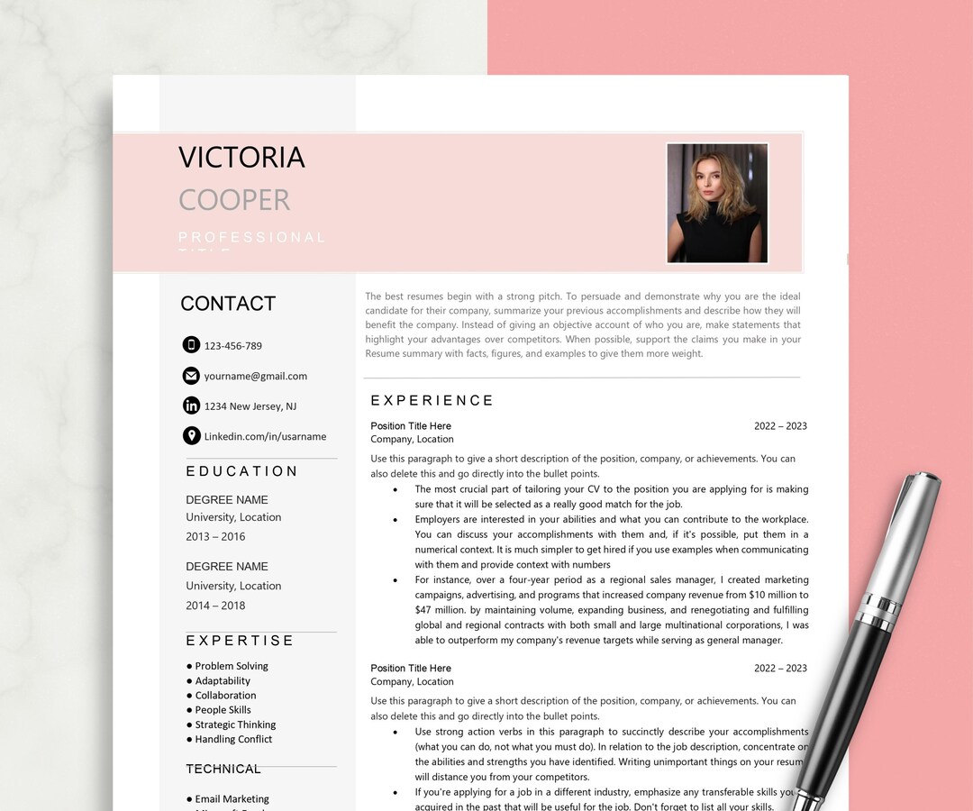 Female Cv Examples Resume Template With Photo, Resume Template Word Pages for Women ...