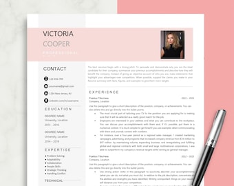 Szablon CV ze zdjęciem, Szablon CV Word Pages dla kobiet, Szablon CV ze zdjęciem Nowoczesne CV dla kadry kierowniczej Profesjonalne 2024