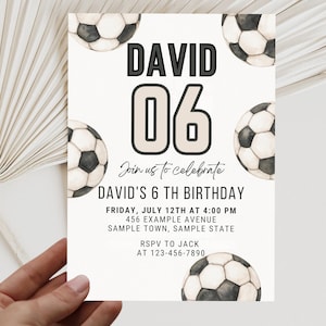 Invito per festa di compleanno di calcio per qualsiasi età, modificabile, invito per festa di compleanno per ragazzi, modello stampabile per invito per partita di calcio, modello di invito per compleanno di calcio