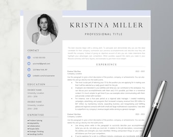 Resume Template for Microsoft Word | CV Template + Cover Letter + References for MS Word | Resume with Photo | Resume Template Word & Pages