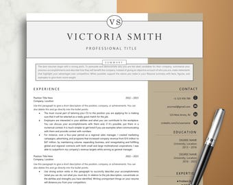 Modelo de currículo executivo em Word e páginas, 1 a 3 páginas | Modelo de currículo profissional para impressão, modelo de currículo moderno e editável, minimalista